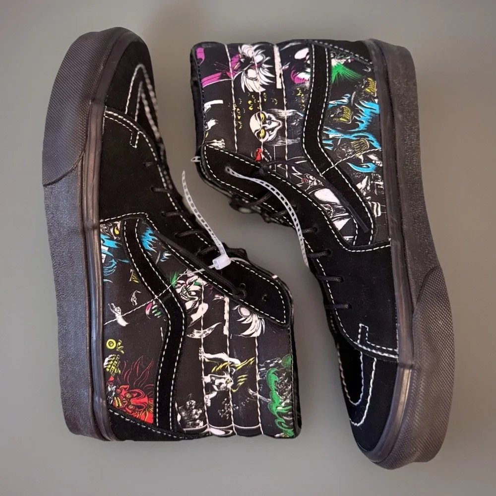 Vans X Disney 100 Villains Sk8 Hi Shoes Men's Size‎ 5 Womens 6.5 Black Sneakers